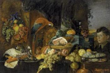 Various still life with portrait of a boy by 
																	Alois Rosenstingl