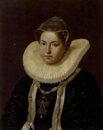 Portrait of a lady with ruff and pearls by 
																	Adam Offinger