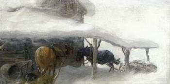 Horses in snowstorm by 
																	Alfons Zhaba