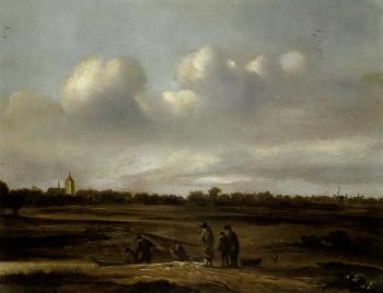 Dutch dune landscape with church by 
																	Cornelis van Zwieten