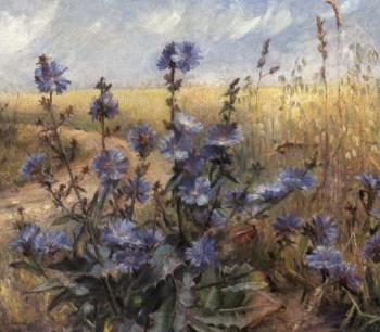 Cornflowers on side of field track by 
																	Cecilie Jacobaeus