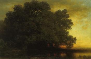 Pond in evening by 
																	Heinrich Vosberg