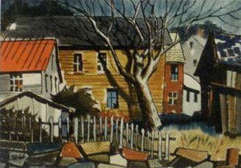Village scene, Lanesville, Mass by 
																	John B Tabb
