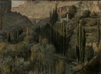 Canyon of river near village by 
																	Jose Frances Agramunt