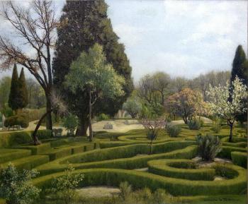 Garden in spring by 
																	Bernardino de Pantorba