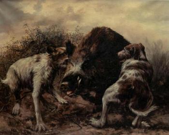 Boar and hounds by 
																	Leon Frias