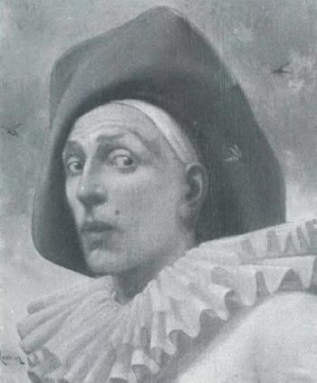 Portrait of a harlequin by 
																	Albert Lambron des Piltieres