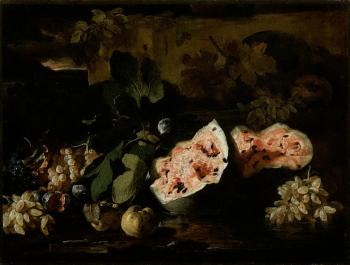 Pumpkins, grapes and pomegranates. Watermelon, grapes and figs by 
																			Franz Werner Tamm