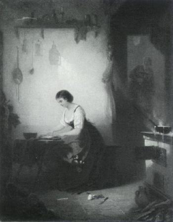 Woman playing zither by 
																	A Vischer