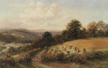 Hay harvest in extensive hilly landscape by 
																	William Charles Eddington