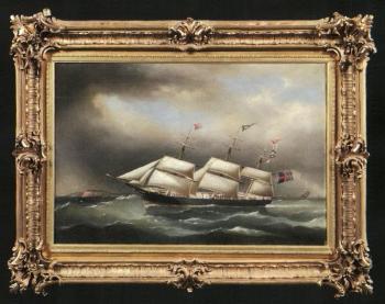 Three master in stormy seas by 
																	Oltmann Jaburg