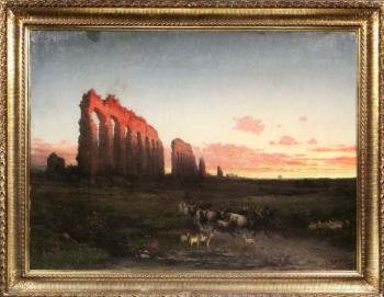 Landscape with Claudius aqueducts near Rome by 
																	C E Roversi