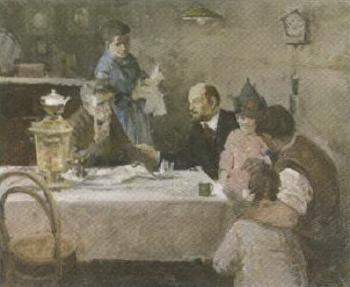 Lenin with working class family by 
																	Evgueni Danilevsky