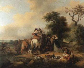Hunting party resting by 
																	Joseph Jacops