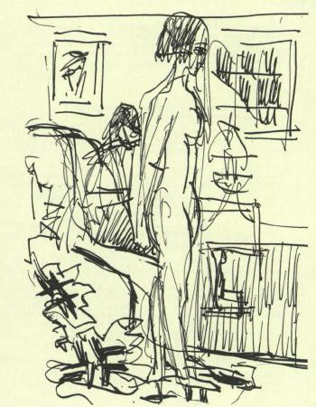 Nude in room by 
																	Ernst Ludwig Kirchner