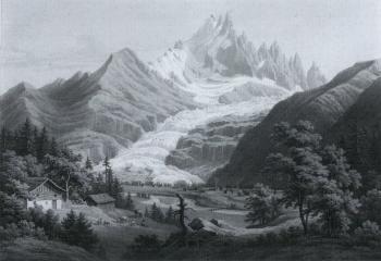 Vue de la vallee de Chamonix et du Glacier des Bois by 
																			Leonhard Bantli