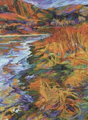 Untitled - riverbank in autumn by 
																	Kathleen Moors Hanrahan