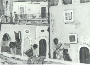 Washerwomen in southern town by 
																	Elisabeth Balwe-Staimmer