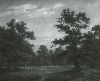 Park landscape with geese by 
																	Hermann Volckers