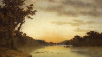 Lake in the Mark on autumn evening by 
																	Eduard Ockel