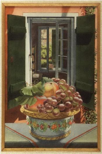 Still life of fruit, mirrored by 
																	Boyd Cruise