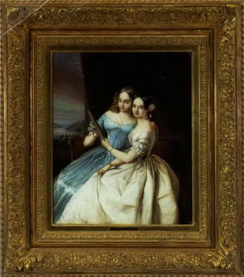 Portrait of two young ladies by 
																	Friedrich Remde