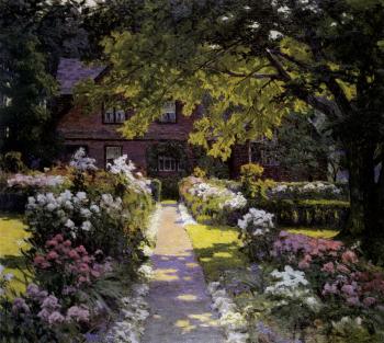 Summer morning, the artist garden and studio by 
																	Harriet Randall Lumis