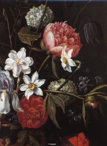 Still life of flowers in blue and white porcelain vase by 
																			Jan van Kessel