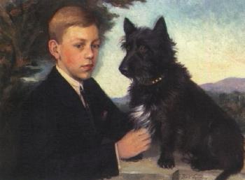 Young boy and a Scottie dog by 
																	Brita Lagerberg