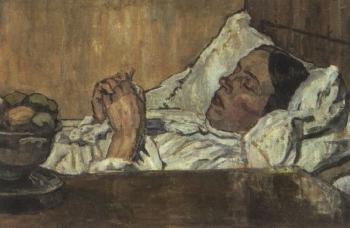 Convalescent. Sketch of woman with jug by 
																	Marie Ahlmann