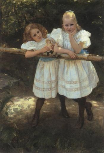 Gerda and Elin in the garden by 
																	August Jerndorff