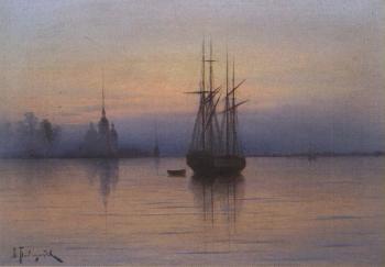 Sailing vessels off St Petersburg by 
																	Valerian V Babadin