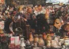 Market scene with many figures by 
																	Vadin Kuzan