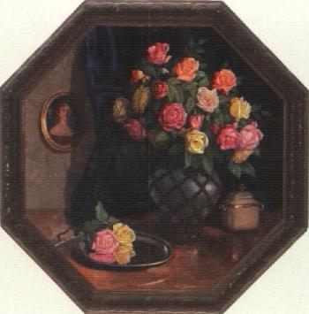 Still life of roses in vase by 
																	Wilhelm Hanemann