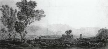 Landscape, said to be near Thermopylae by 
																	Carl Haller von Hallerstein