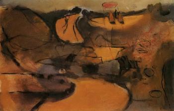 Welsh landscape with roads by 
																	Graham Sutherland