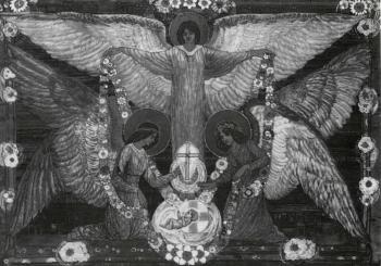 Angels garlanding infant Christ by 
																	Ann Macbeth