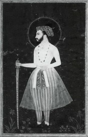 Portrait of Mughal prince holding jewelled sword by 
																	 Ismail