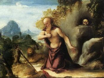 Saint Jerome in the Wilderness by 
																	Andrea Previtali