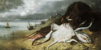 Fish by shore by 
																	Francois Germain Leopold Tabar