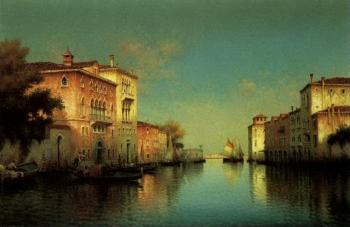 Bateaux sur un canal a Venise by 
																	 Vallin