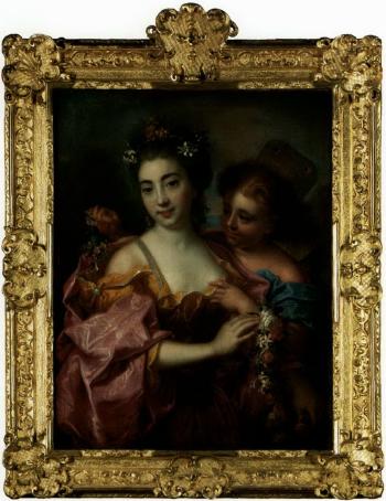 Portrait of lady as Flora, accompanied by Zephyr by 
																	Nicolas Fouche