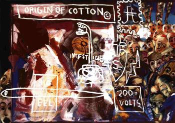 Origin of Cottony - painted with Francesco Clemente by 
																	Jean-Michel Basquiat