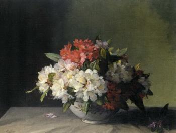 Rhododendrons in a lustre bowl by 
																	Hans Iten