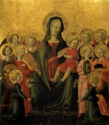 Madonna and Child with music-making angels by 
																	Francesco d'Antonio