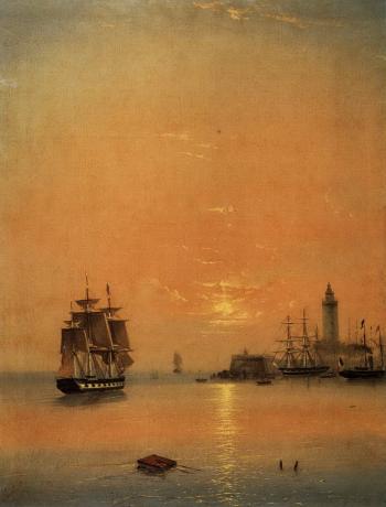 British ship and French steamer behind lighthouse by 
																	Ivan Konstantinovich Aivazovsky