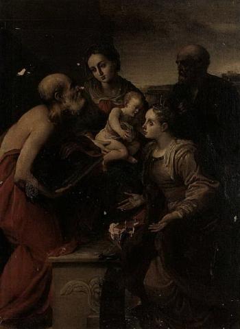 The Holy Family with Saints Catherine and Jerome by 
																	Pietro Faccini