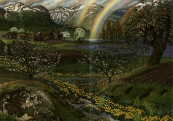 Buttercups and rainbow by 
																	Nikolai Astrup