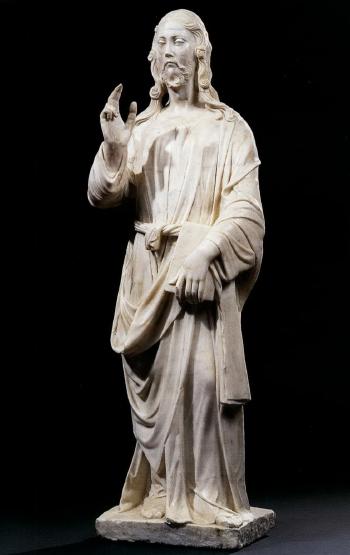 Christ blessing by 
																			 Agostino di Duccio