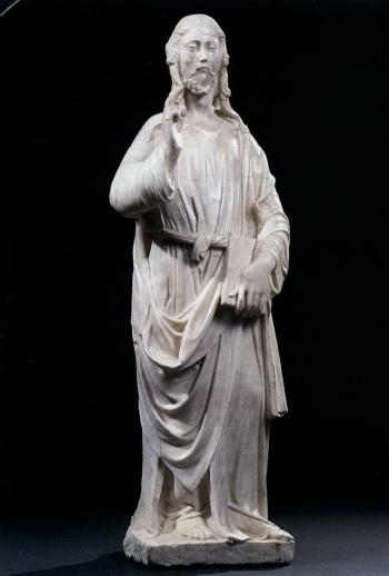 Christ blessing by 
																			 Agostino di Duccio